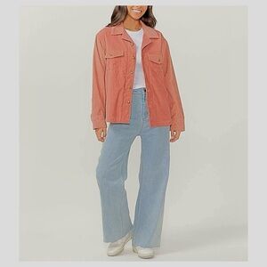 Forever 21 Rose Corduroy Shacket Button-up Shirt Size M